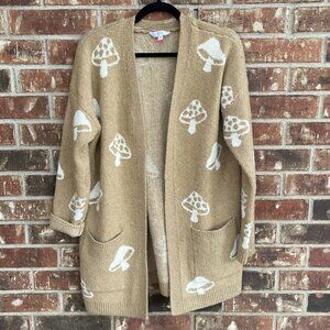Tan Mushroom Sweater Cardigan